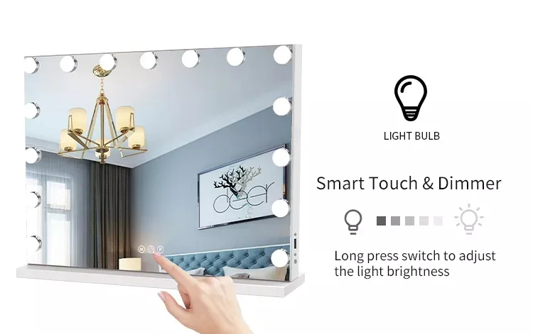 Rectangle Vanity Touch Screen Mirror Smart Vanity Makeup Mirror Customized