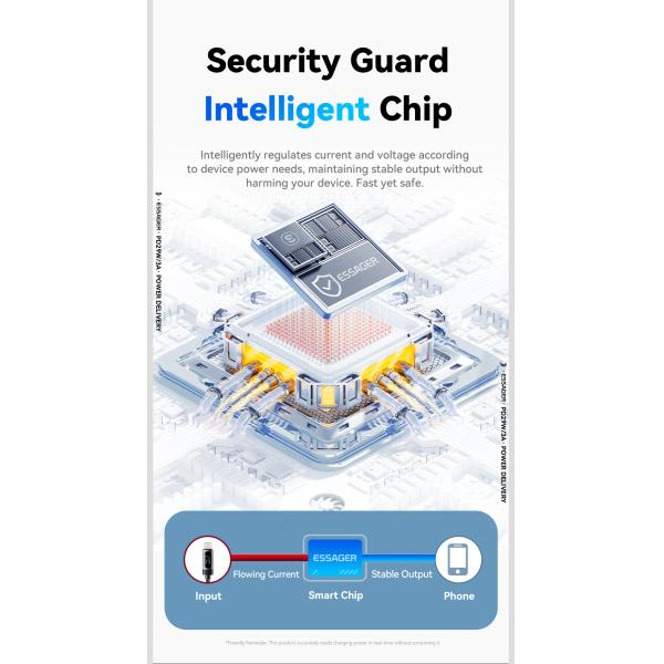 ESSAGER ES-X64 Series 29W USB-C to Lighting Charging Cord Data Cable with Aluminum Alloy Jacket and PD Function