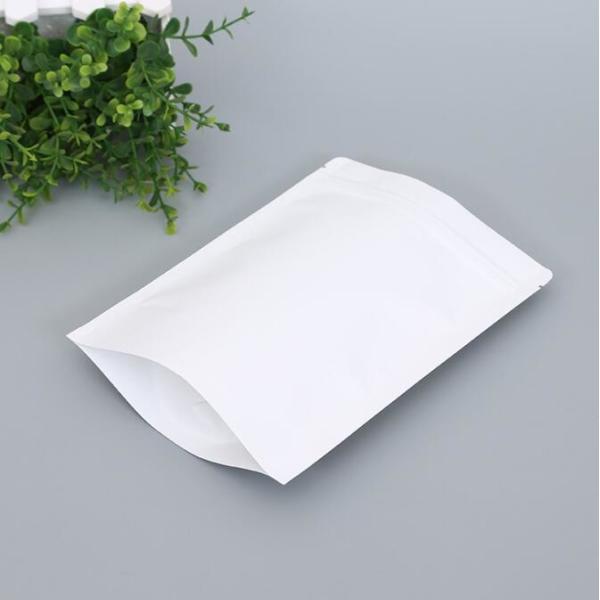 Custom Logo Doypack Resealable Zipper White Kraft Food Packaging Paper Bags with Clear Window