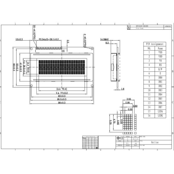 6 O ' Clock 20 * 4 Graphic LCD Display , STN FSTN Backlight COB LCD Module