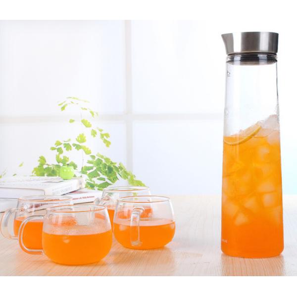 1000ml / 1500ml Glass Water Pitcher Heat Resistant Material Transparent Color