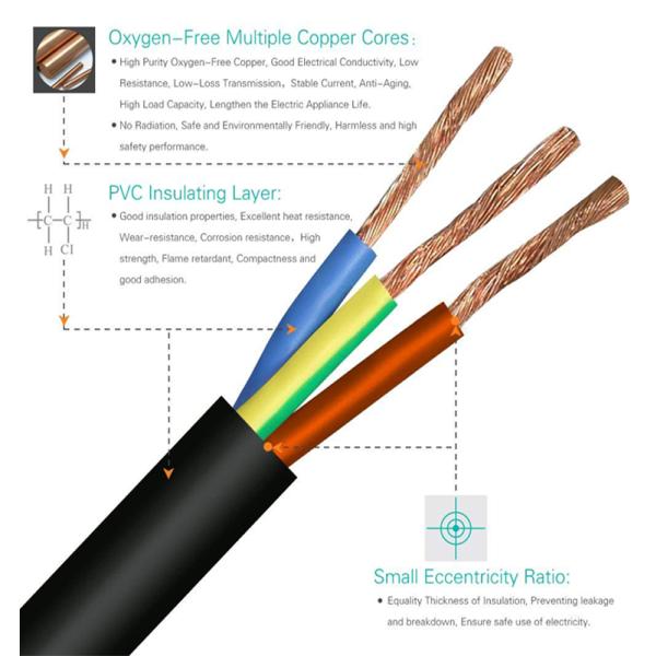Retractable UL Power Cord Mini Portable Oxygen Free Multiple Copper Cores