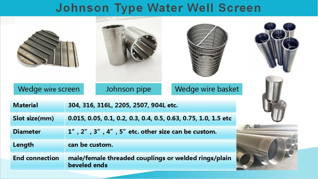 0.2mm 0.5mm 1 2 3mm Slot Wedge Wire Screen 304 316 Stainless Steel Water Filter Pipe