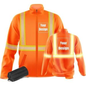 Safety Windbreaker Customizable 360 Reflective Stripe Long Sleeve Safety Apparel