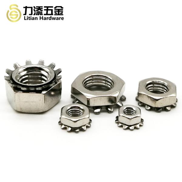 Galvanized Nut With Lock Washer , SUS304 M6 Nylon Lock Nut Kep Nut