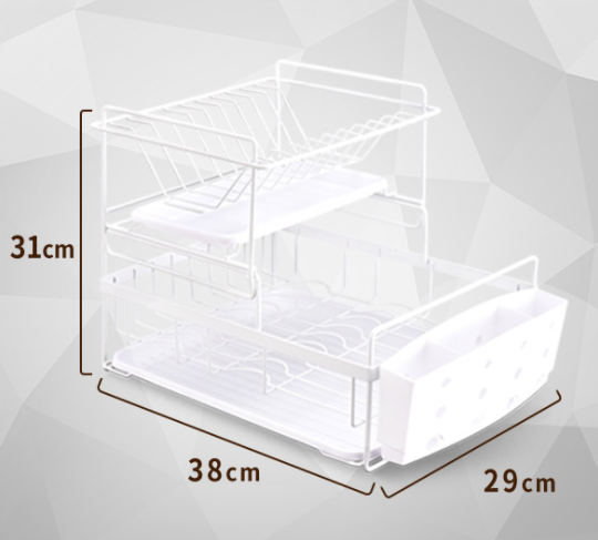 Double Layer 33cm Height Steel Kitchen Basket Rack Rustproof