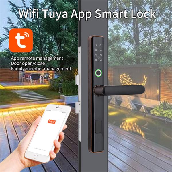 Tuya App Control Intelligent Smart Door Lock Phone Fingerprint Code Open For Home Security