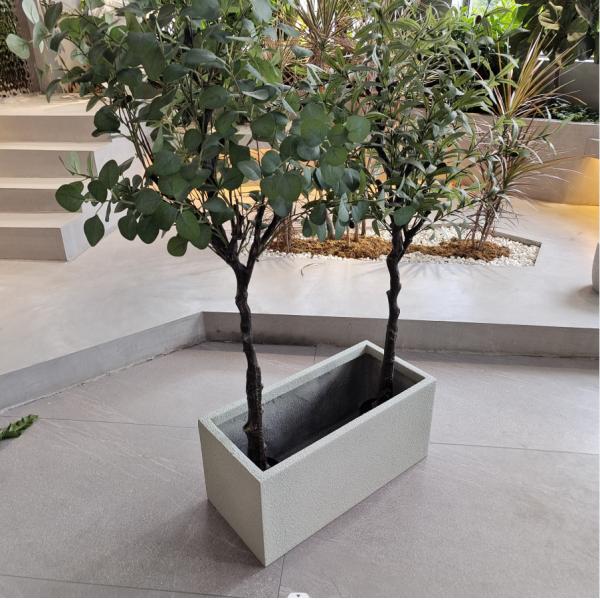 Large Rectangular Fiberglass Flower Pots Customized Size For Home Decor