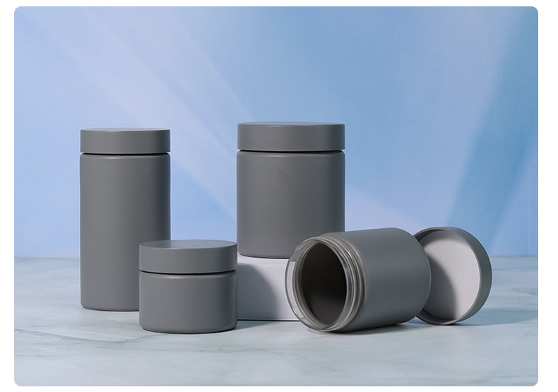 Cylinder Round Plastic Bottles 60ml 100ml 120ml Gray Cylinder Bottles With Caps