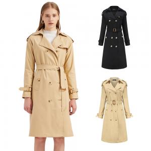 China OEM Women'S Classic Double Breasted Mid -  Long Cotton Coat With Belt S-3XL on sale