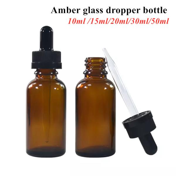 Cosmetic Glass Bottle Amber Serum Dropper Bottle 30ml 50ml 60ml Amber Luxury Essential Oil Glass dropper Bottle