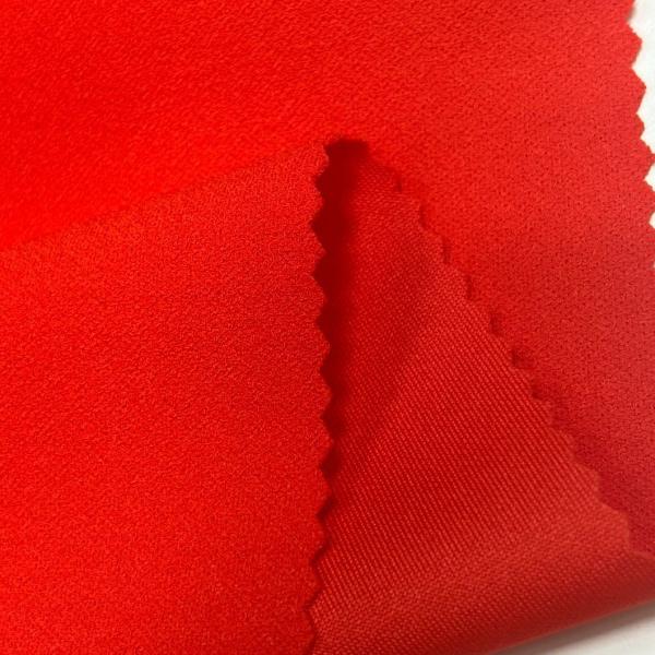 Red Solid Color Polyester Scuba with Crepe Effect