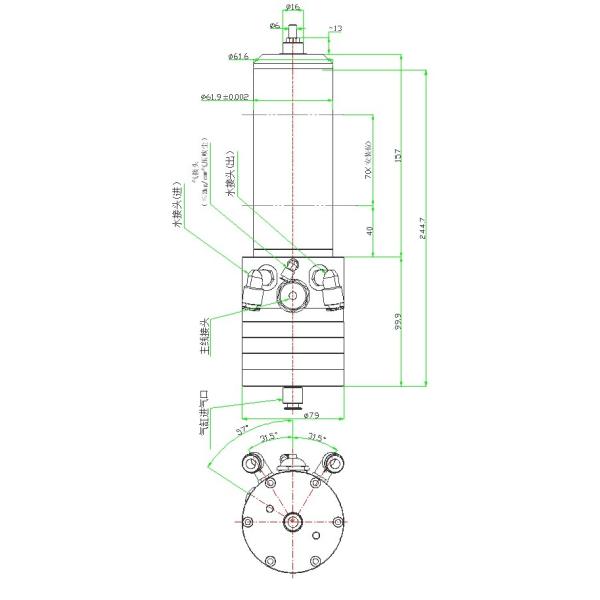 KL-60C-4 Optical Glass Grinding Cnc Router Spindle Ball Bearing Spindle 1.2kw - 1.5kw 10K-60KRPM
