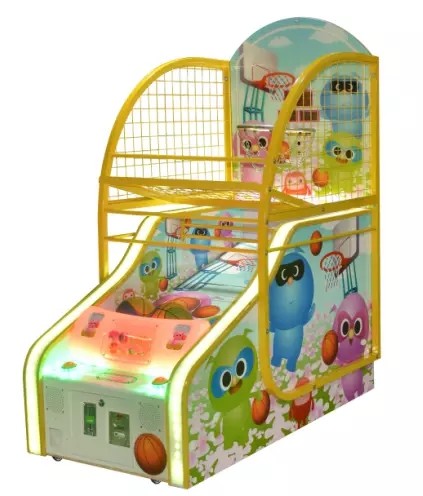 Happy Kids Automatic Basketball Return Machine , Cartoon Funny Score Ticket Redemption Arcade Basketball Hoop Machine