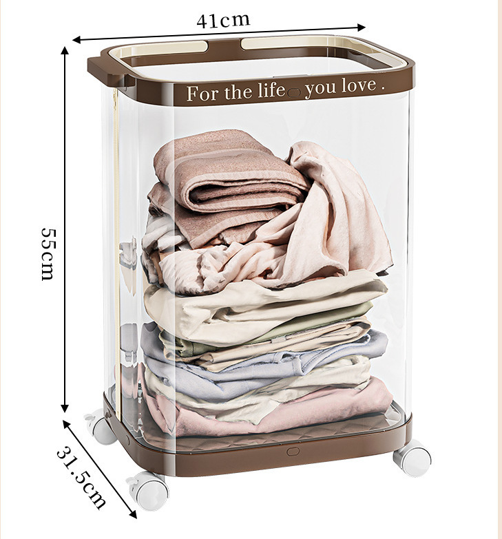 Sustainable Household Dirty Clothes Basket Simple Transparent With Handle Clothing Storage Basket Retro Sorting Basket Removable Plastic Laundry