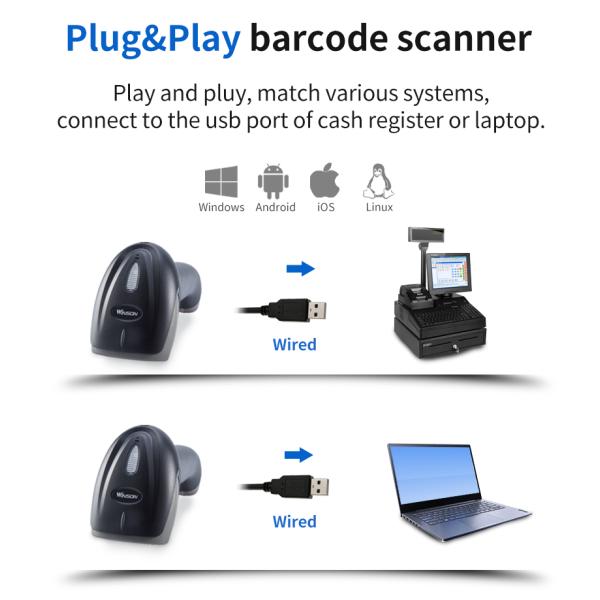 Handheld CMOS 2D Usb Barcode Reader 1D 2D Barcode Scanner for Barcode Printer