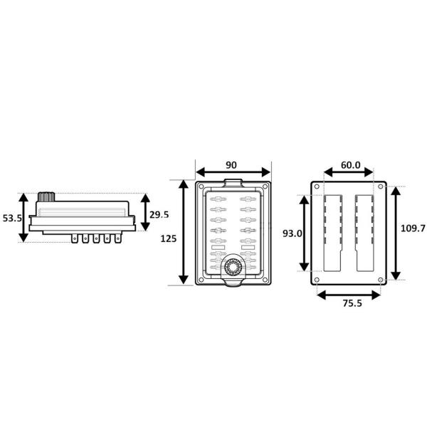 32V DC 10 Position Way Circuit Automotive Auto Blade Car Fuse Block Box Waterproof Fuse Holder without LED