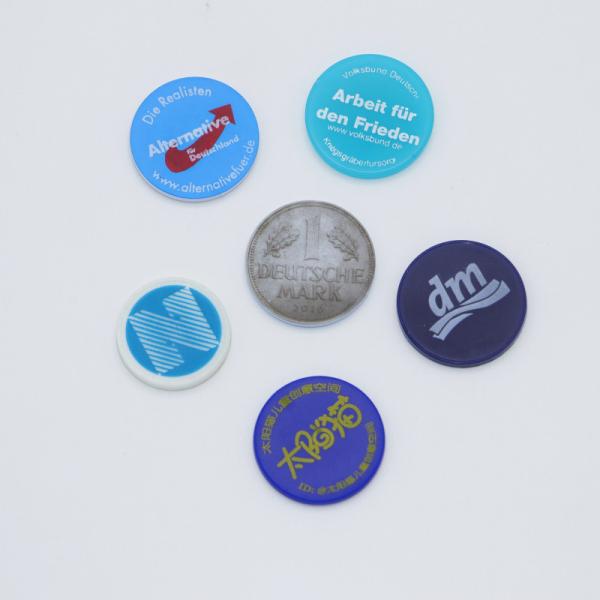 Logo Custom Color Printed Plastic Trolly Coins Plastic Game Coins Tokens