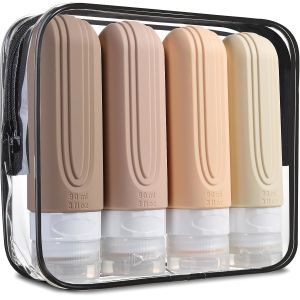 Buy cheap Dark Apricot Silicone Travel Toiletry Bottles Kit 90ml TSA Approval product