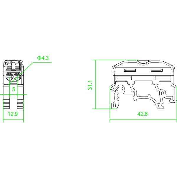 Push Type Din Rail Earth Terminals Connector Copper Tin Plating Diversion Bar
