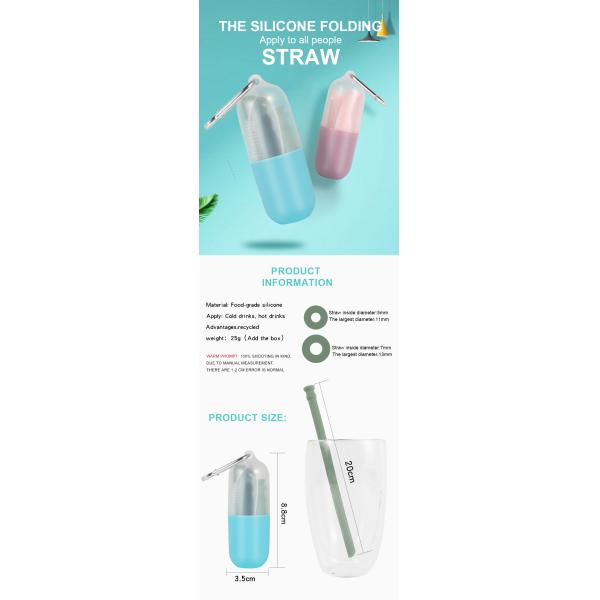 FDA Silicone Kitchen Product Collapsible Silicone Drinking Straw