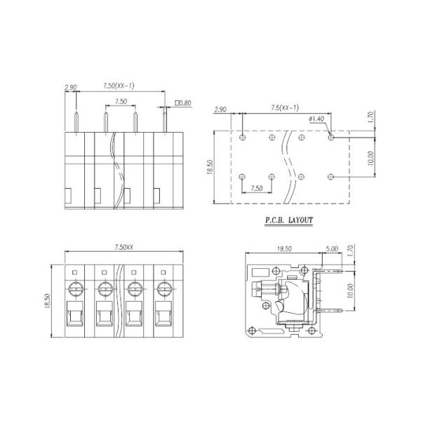 5.00mm / 7.50mm Pitch PCB Mounted Screw Terminal Blocks Combination