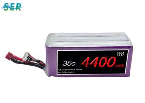 Buy cheap High Discharge LiPO Battery Pack , 6S1P RC Helicopter Battery 22.2V 4400mAh 35C product