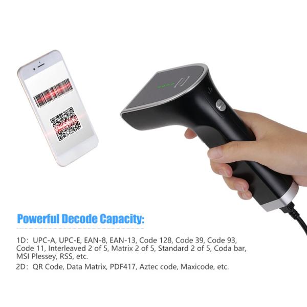 2D Wired Handheld Barcode Scanner 500 Scans/Second QR Code Reader For Supermarket