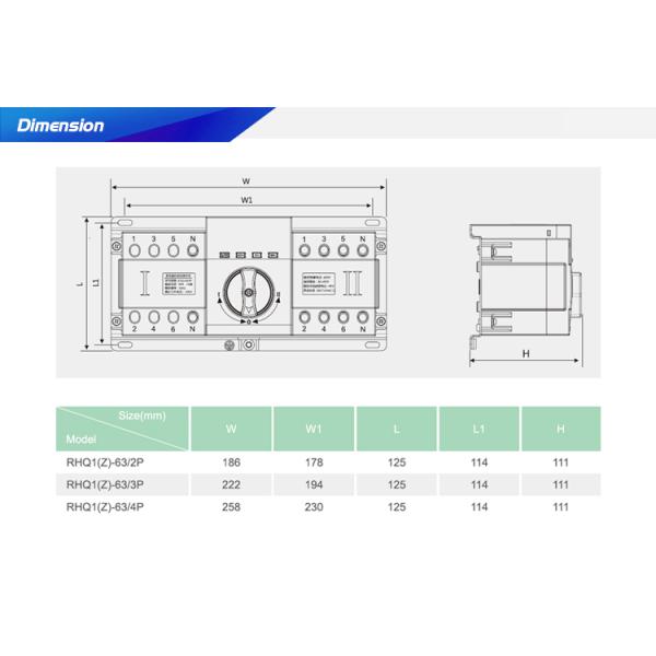 ATSQ1Z 3 Poles 63A Intelligent Double Power Automatic Transfer Switch with LED display