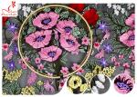 Multi Colored Floral Heavy Embroidered Lace Fabric For Evening Dress OEM