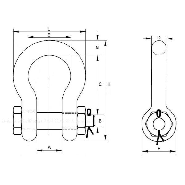US Type Rigging Hardware G2130 Safety Bolt Bow Shackle