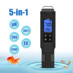 Professional 5-in-1 Water Tester PH / Salt / TDS / EC / Temp Meter For Aquarium