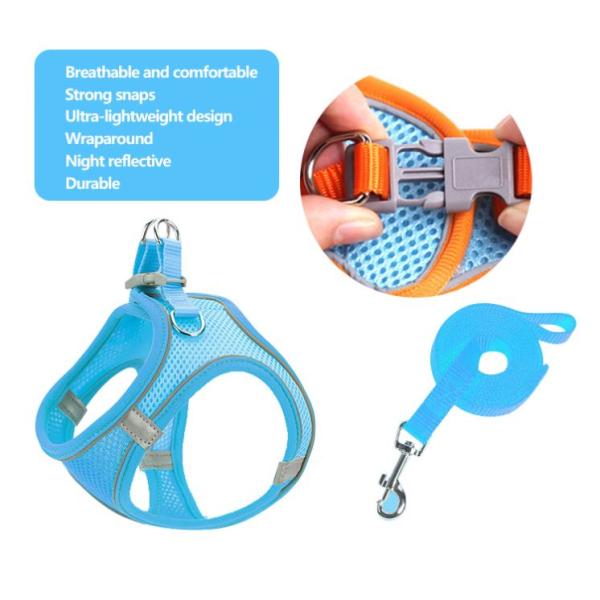 Breathable Dog Mesh Vest Reflective Pet Chest Harness With Reflective Strips