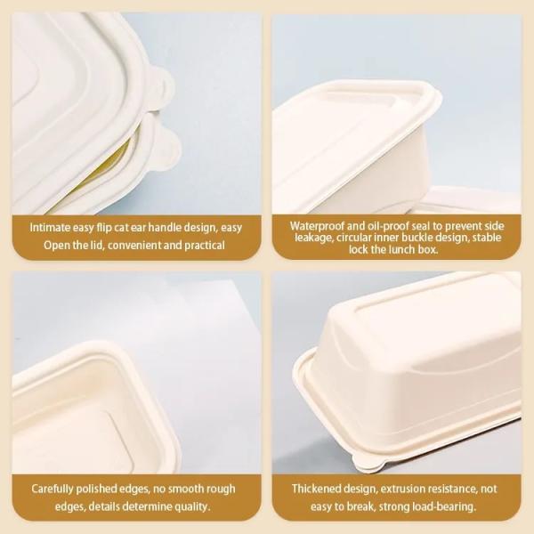 650ml capacity environmentally friendly biodegradable corn starch disposable fast food container with lid