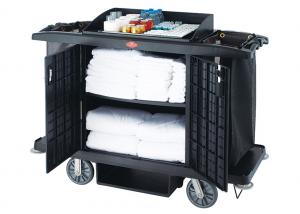 China Black / Grey Room Service Equipments / Hotel Room Supplies 2 Shelves Transport Cart on sale