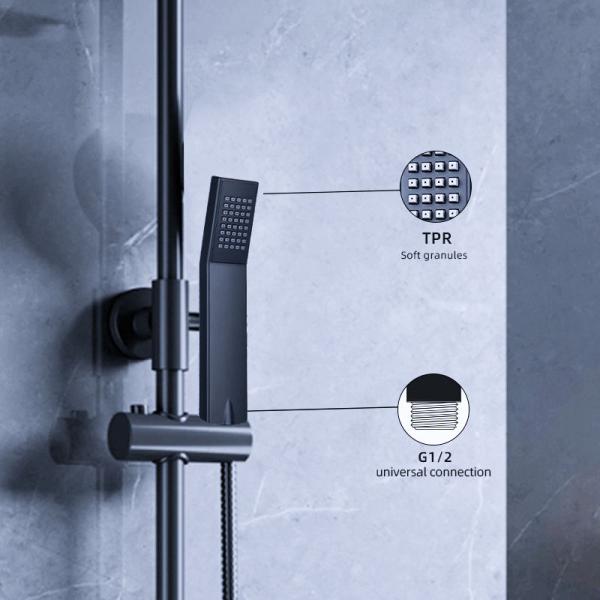 Square ABS Plastic Rainfall Handheld Shower Head With Handheld Sprayer Brushed Finish