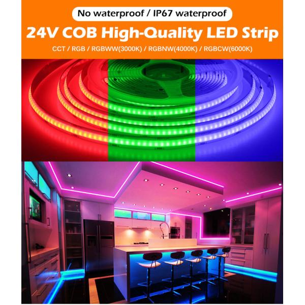 CRI 90 COB LED Strip Lights Dimmable Warm White Cold White LED Lights IP20 1000lm