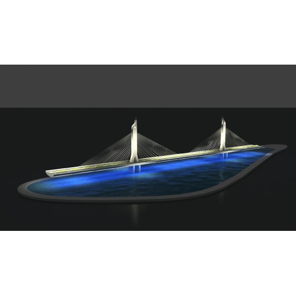 Architectural scale model of cable-stayed bridge