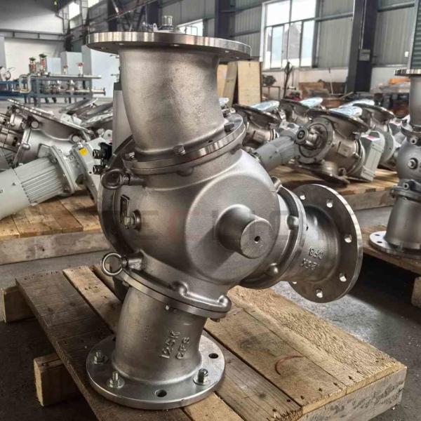 Ball Type 3 Way Gravity Pneumatic Diverter Valve For Conveying Powder And Granular