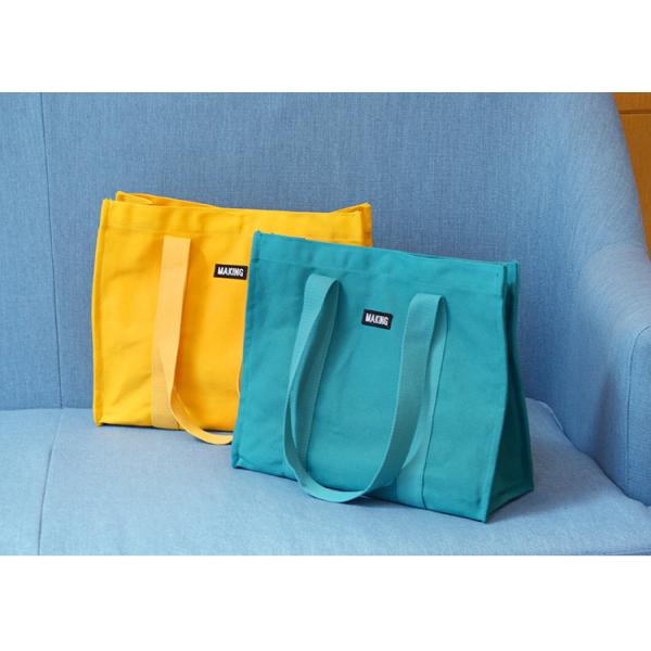 4 Colors Canvas Tote Bags Customized Reusable Striped PP Webbing Lightweight