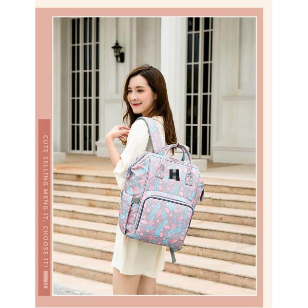 FashionTravel Backpack Baby Large Capacity Mommy Diaper Bag Designer Nursing Bag floral insulated mummy Bag With Stroller Strap