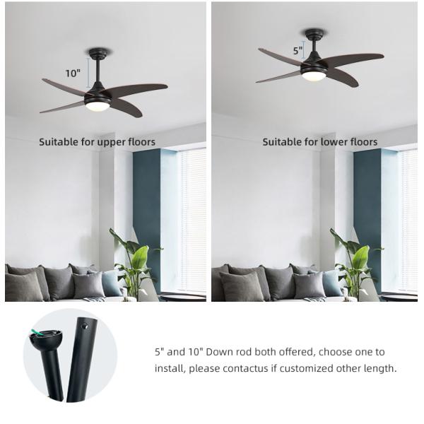 3000-5000K 50000Hour Iron Plywood Metal Blade Ceiling Fan Lamp Energy Saving