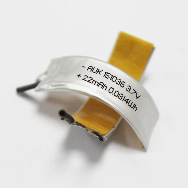 Rechargeable Flexible Curved Lithium Polymer Battery Ultra Thin 3.7V 22mAh 151036 1.5mmLipo Battery For Wearable Devices