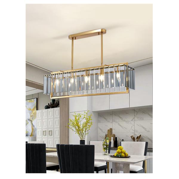 Luxury home decor lamp living room chandelier rectangle modern led crystal chandelier ceiling light(WH-CY-229)