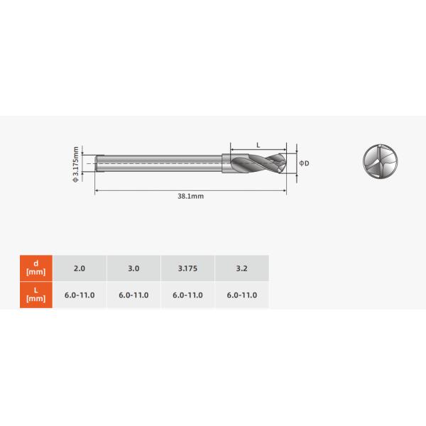 2.0MM-3.2MM PCB Router Bits RDZ Router PCB CNC Bit For T1.5MM PCB Pilot Hole