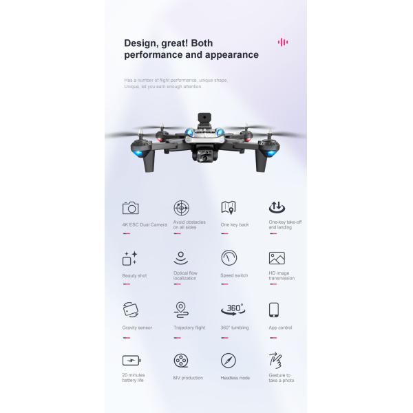 20min Maximum Flight Time Aluminum Alloy K8 Drone with 4k Optical Flow Localization and Electric Obstacle Avoidance