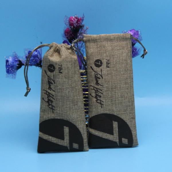 Laminated Small Burlap Drawstring Bags , Eco Friendly Jute Bags For Return Gifts