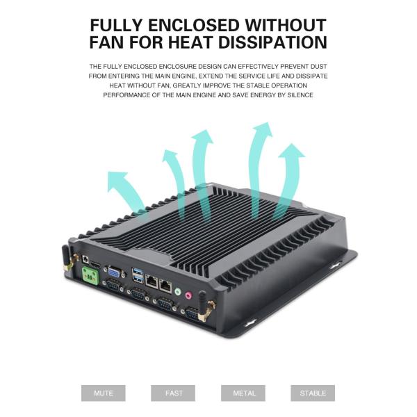 Gigabit Port Dual Com Port Core I3 I5 I7 Linux Fanless Industrial PC