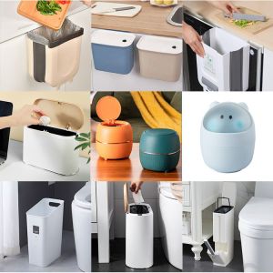 Bathroom Heavy Duty Wheeled Trash Can Black Rolling Trash Can