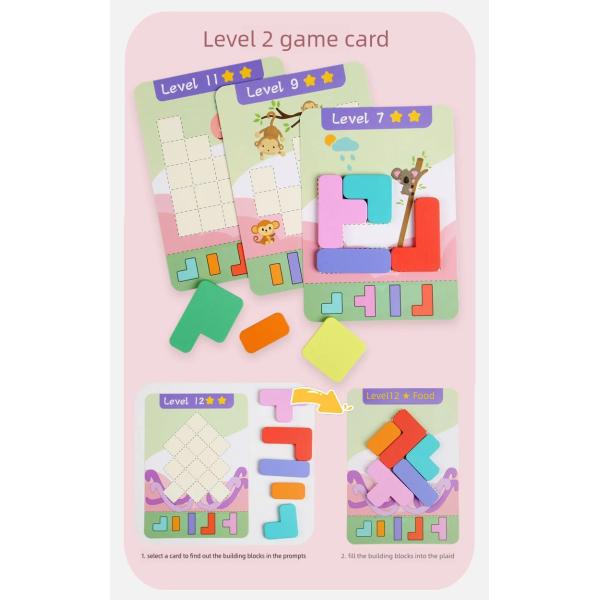 Montessori Wooden Thinking Block Puzzle Children Building Blocks Flat Board Baby Early Teaching Intelligence Toys for Toddler